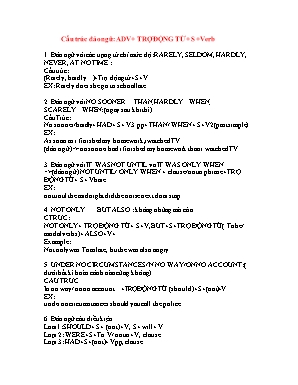 Cấu trúc đảo ngữ Adv + Trợ động từ+ S + Verb